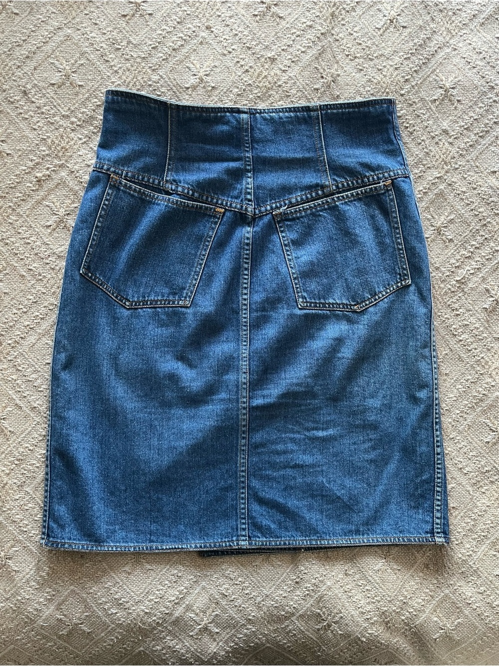 Vintage Perry Ellis Denim Wrap Skirt Gold Military Buttons Size 12 - Picture 6 of 8